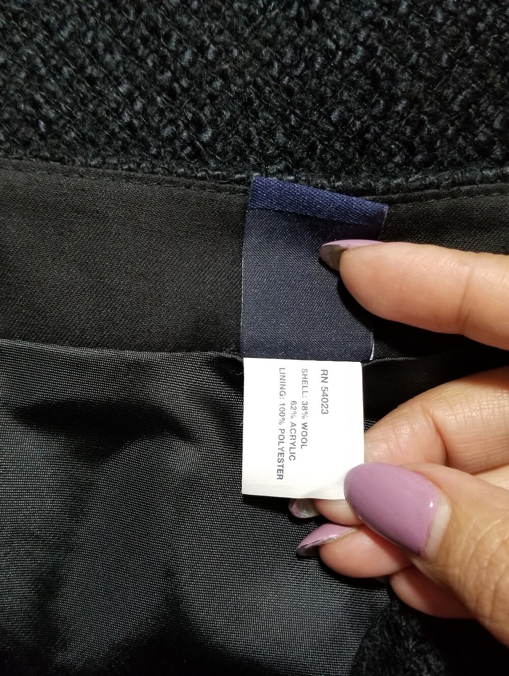 Gap Black Wool Blend A-Line Skirt Size 6 Velvet Trim - Picture 6 of 6